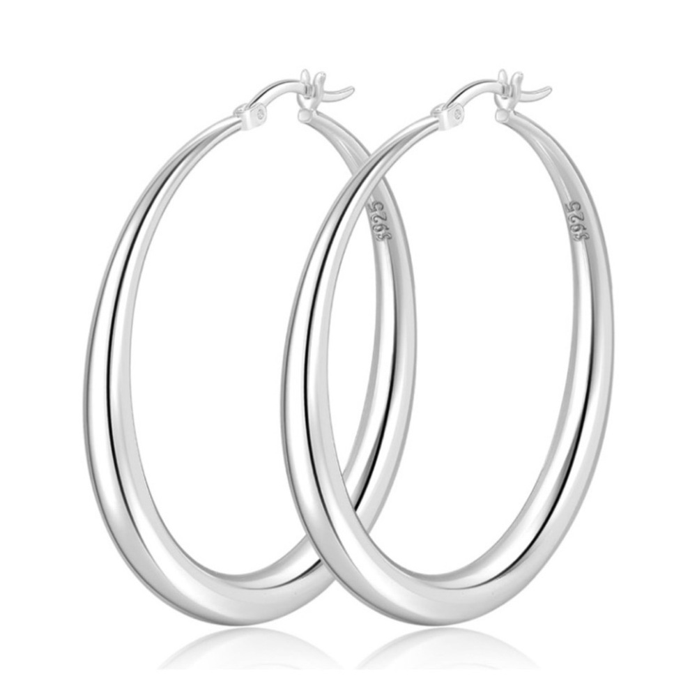 Sterling Silver Hoop Earrings Large Lightweight 50mm